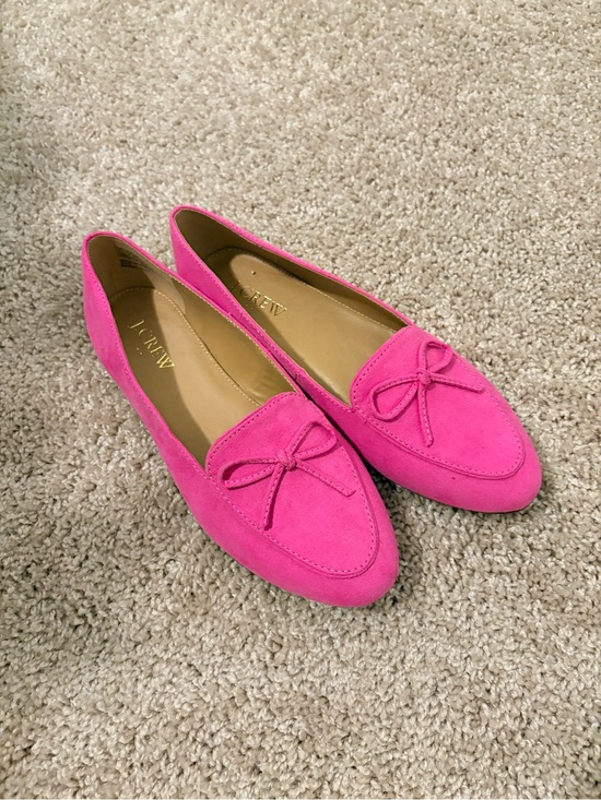 J. Crew Shoes - J. Crew Hot Pink Suede Bow Loafers